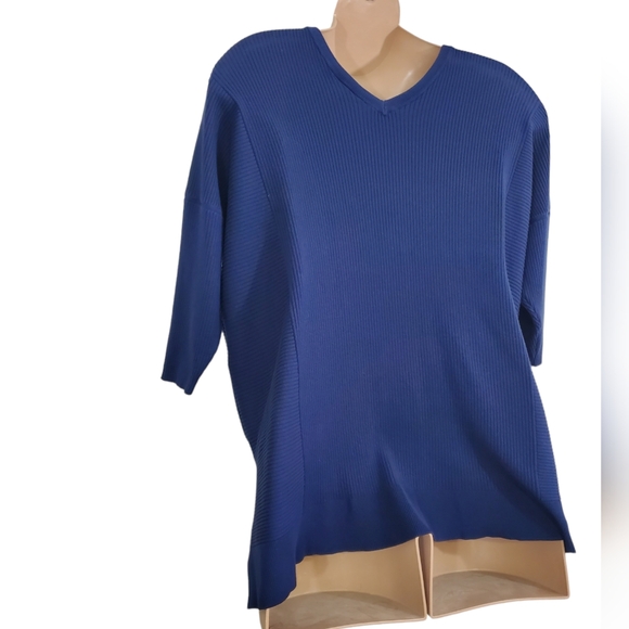 Lane Bryant 3/4 Sleeve V-Neck Ribbed Women's Sweater Blue ~ Pre-Owned Sz 22/24 - Picture 7 of 12